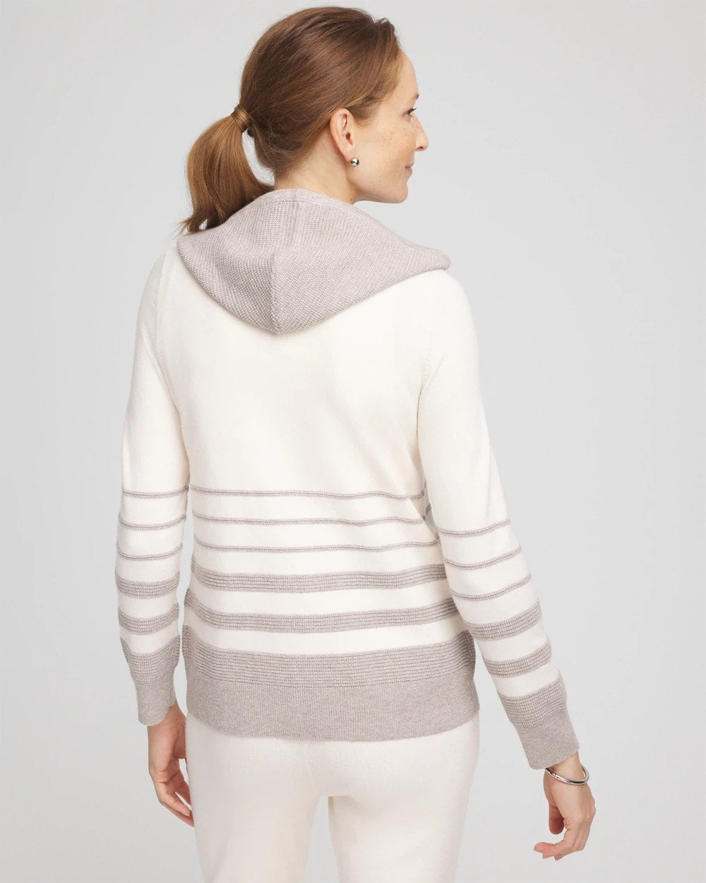 English Cream Zenergy® Luxe Metallic Striped Sweater