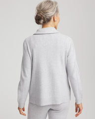 Frosted Gray Heather Zenergy® Luxe Diamante Zip Cardigan