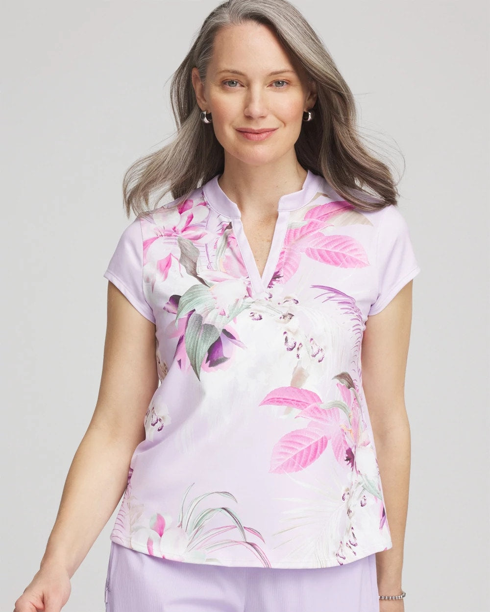 Violet Aura Zenergy® UPF Floral Polo