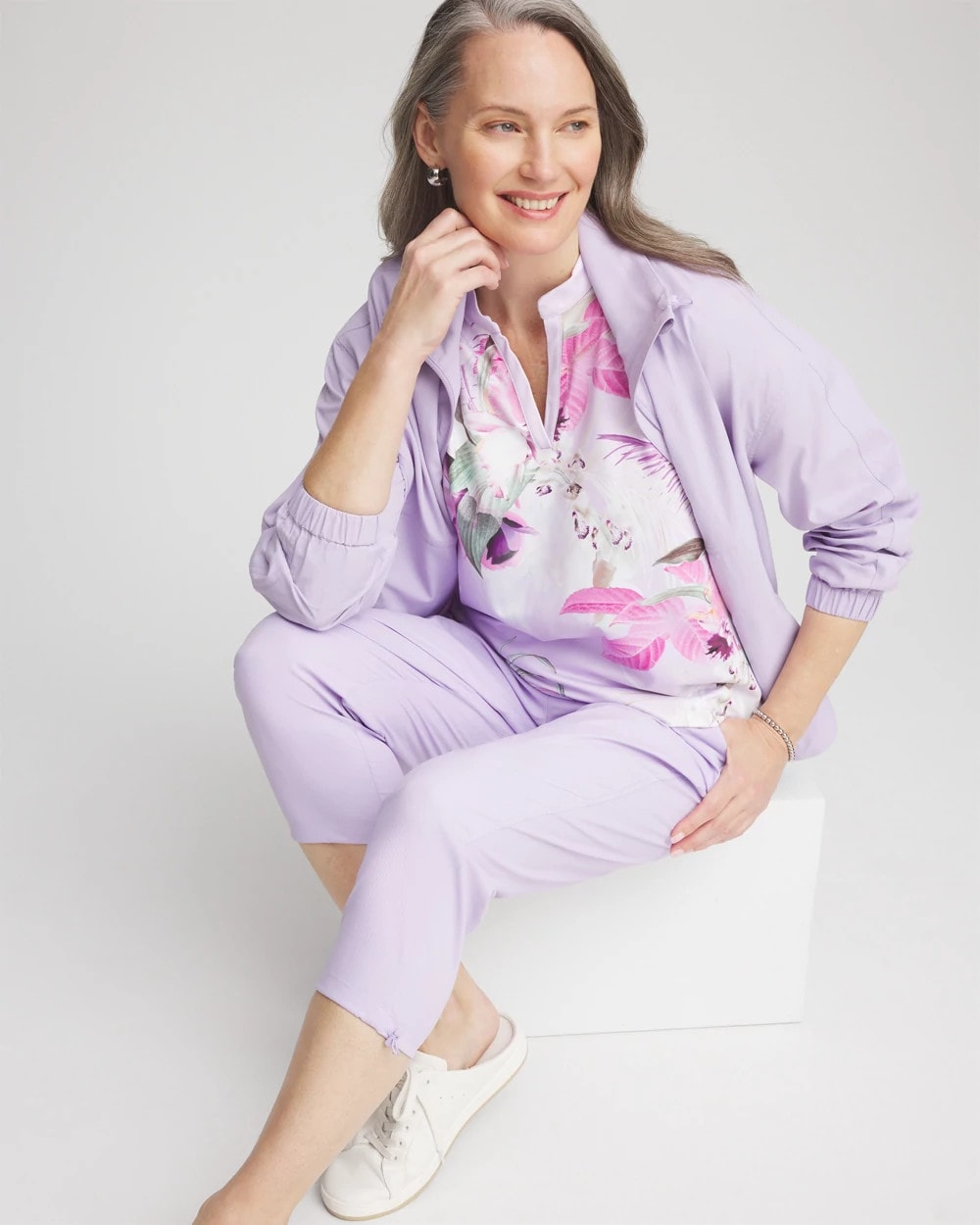 Violet Aura Zenergy® UPF Floral Polo