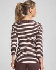 Espresso Zenergy® Ribbed Striped Henley Tee