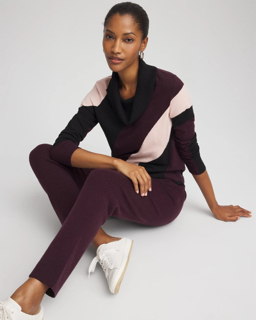 Night Bloom Zenergy® Luxe Intarsia Cowlneck Top