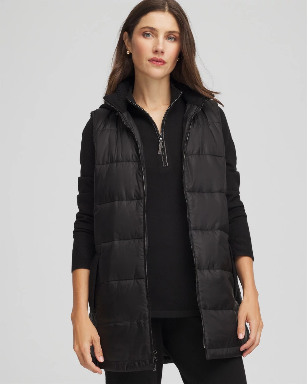Black Zenergy® Quilted Hooded Vest