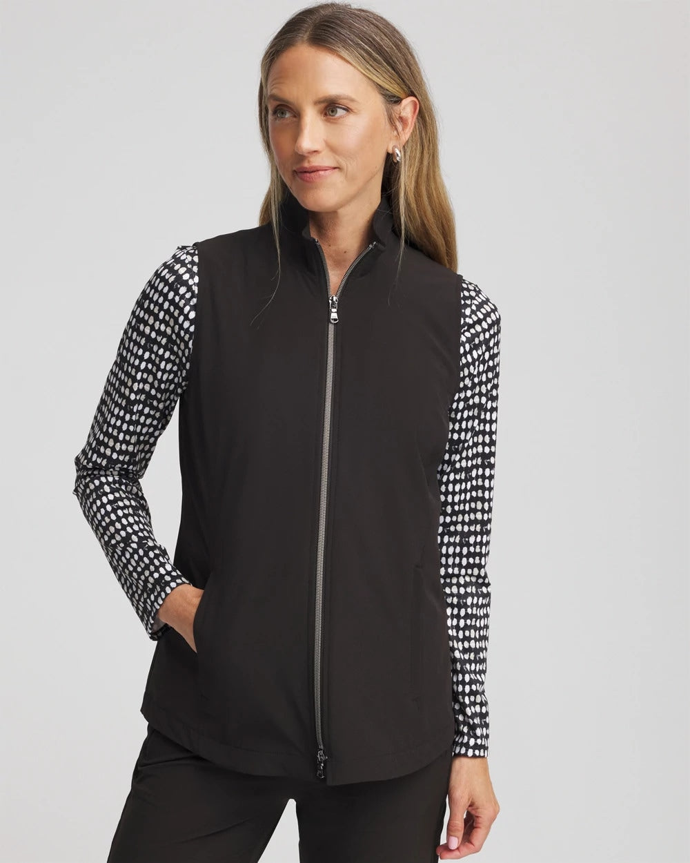 Black Zenergy® UPF Front-Zip Travel Vest
