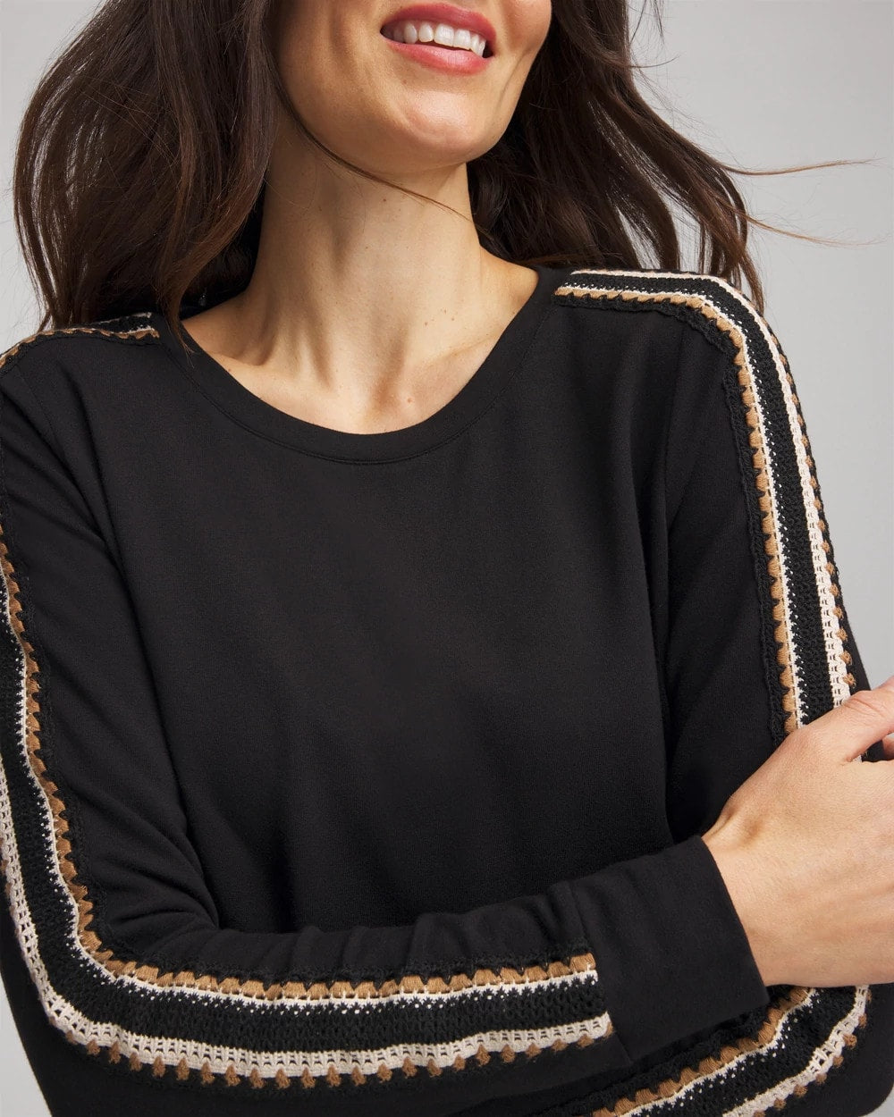 Black Zenergy® Lattice-Trim Pullover Top