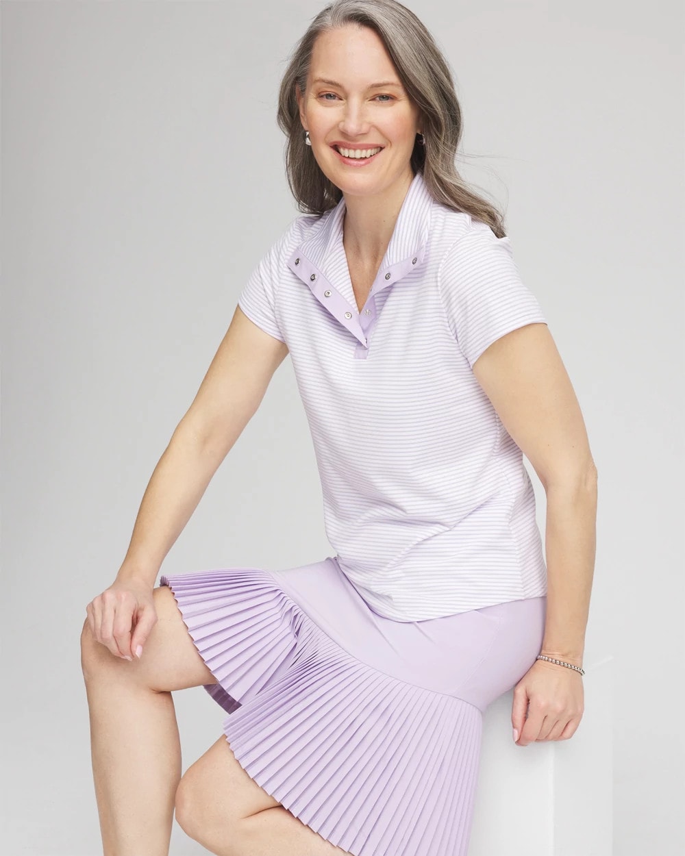 Violet Aura Zenergy® Striped UPF Short-Sleeve Top