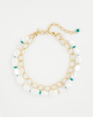 Pearl Pearlescent Goldtone Collar Necklace