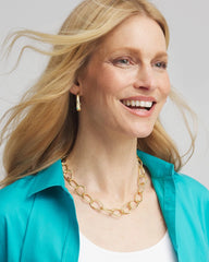 Pearl Pearlescent Goldtone Collar Necklace