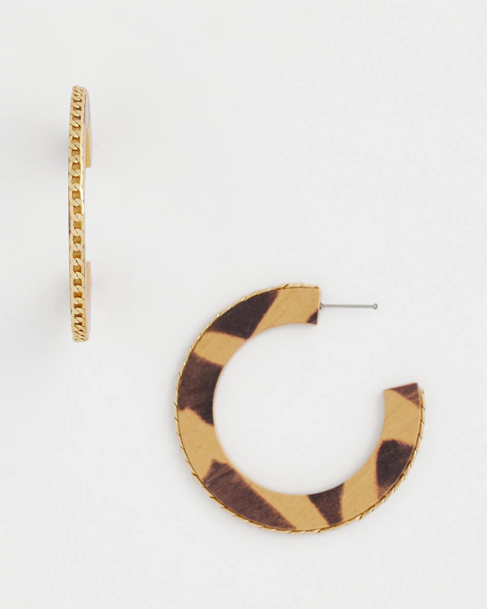Neutral Animal Wood Hoop Earrings
