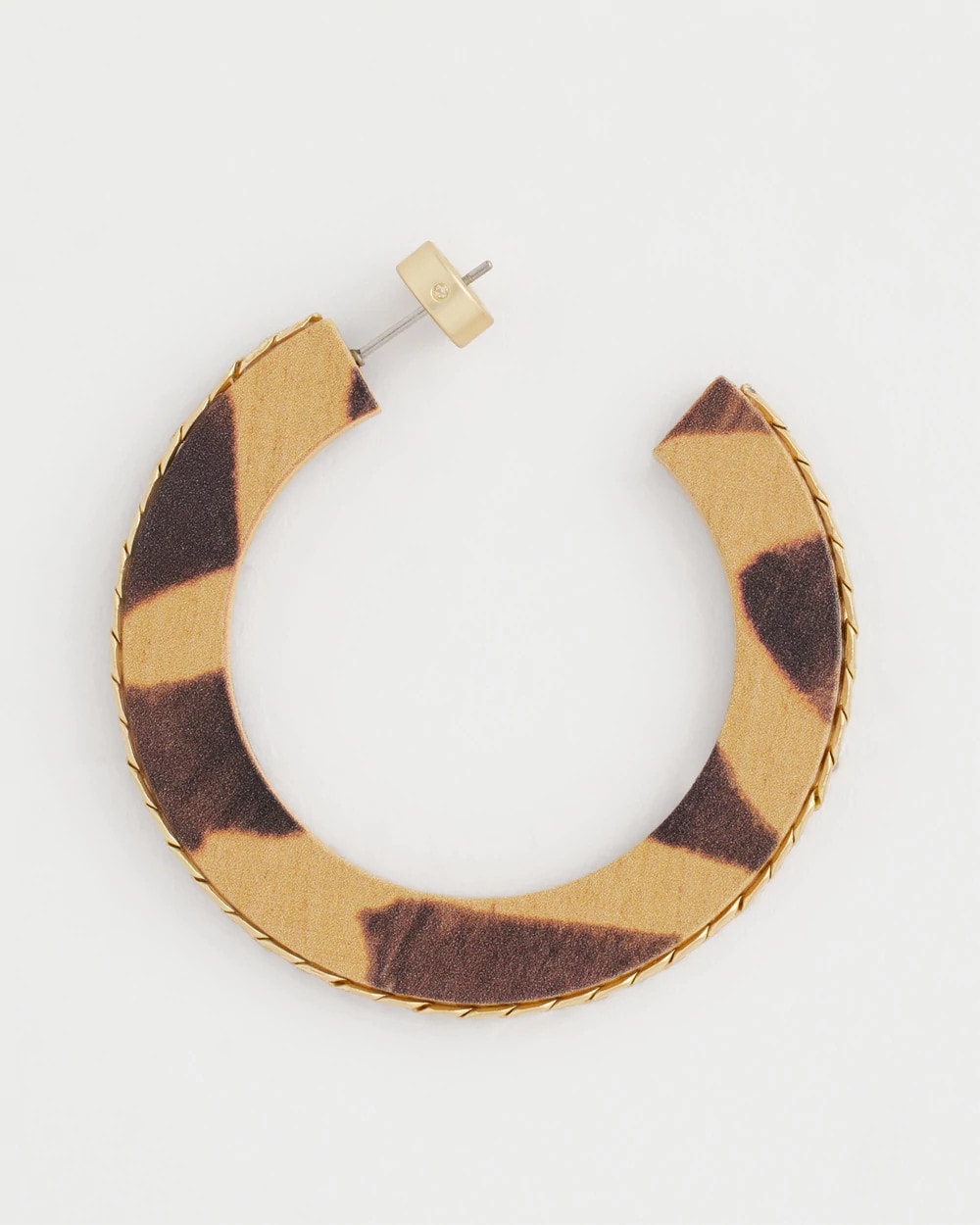 Neutral Animal Wood Hoop Earrings
