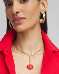 Red Convertible Beaded Pendant Necklace