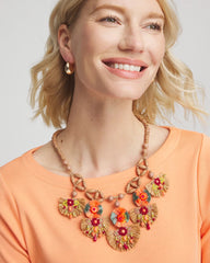 Multi Tropical Floral Bib Necklace