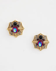 Orange Spider Web Glitz Earrings