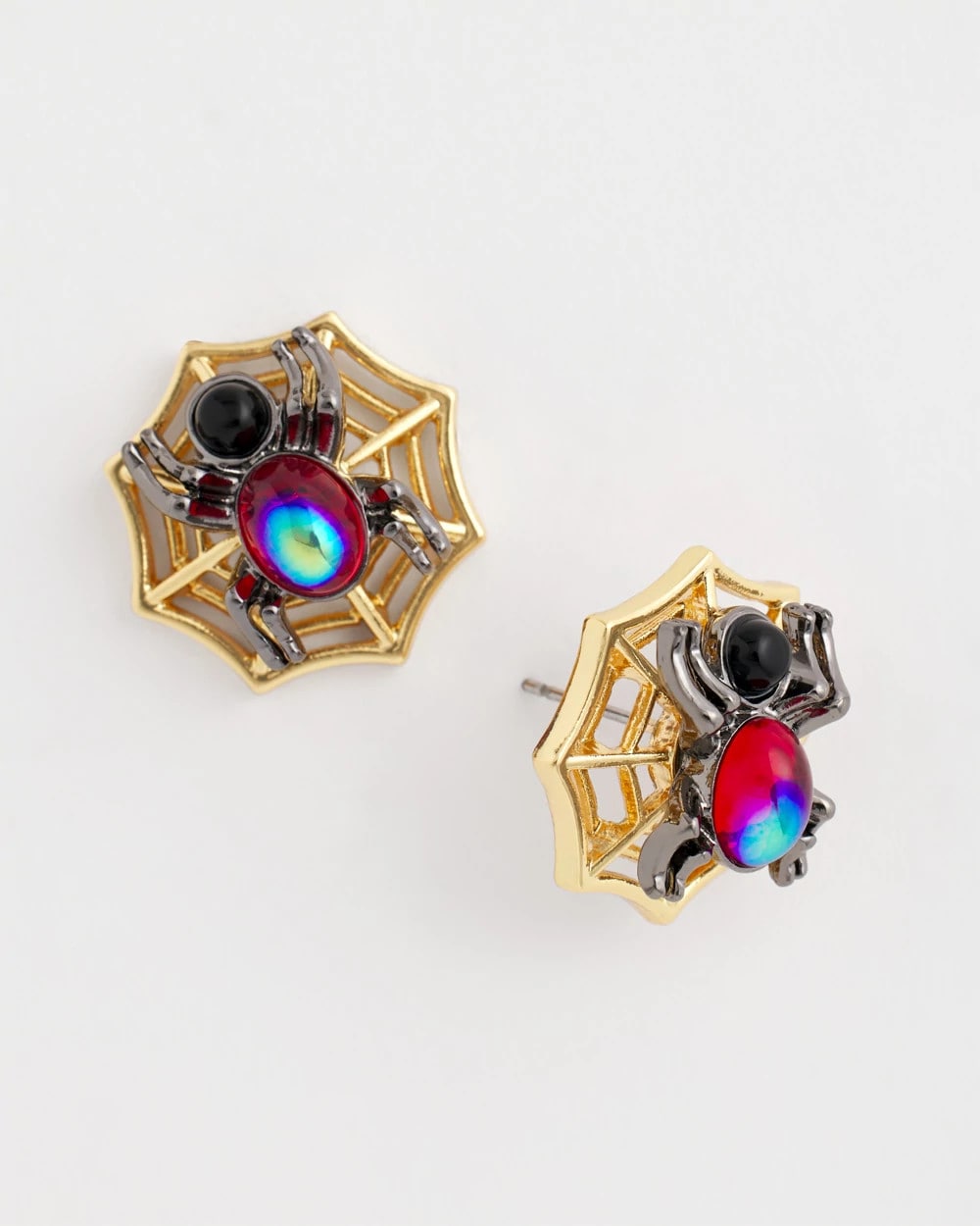 Orange Spider Web Glitz Earrings