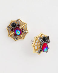 Orange Spider Web Glitz Earrings