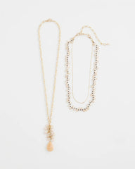 Pale Pink Convertible Rose Quartz Pendant Necklace
