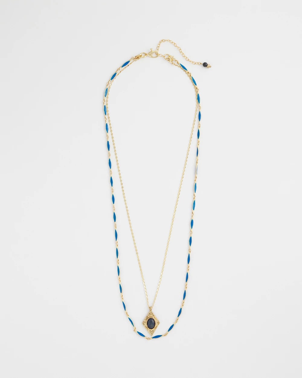 Blue Double-Strand Sodalite Pendant Necklace