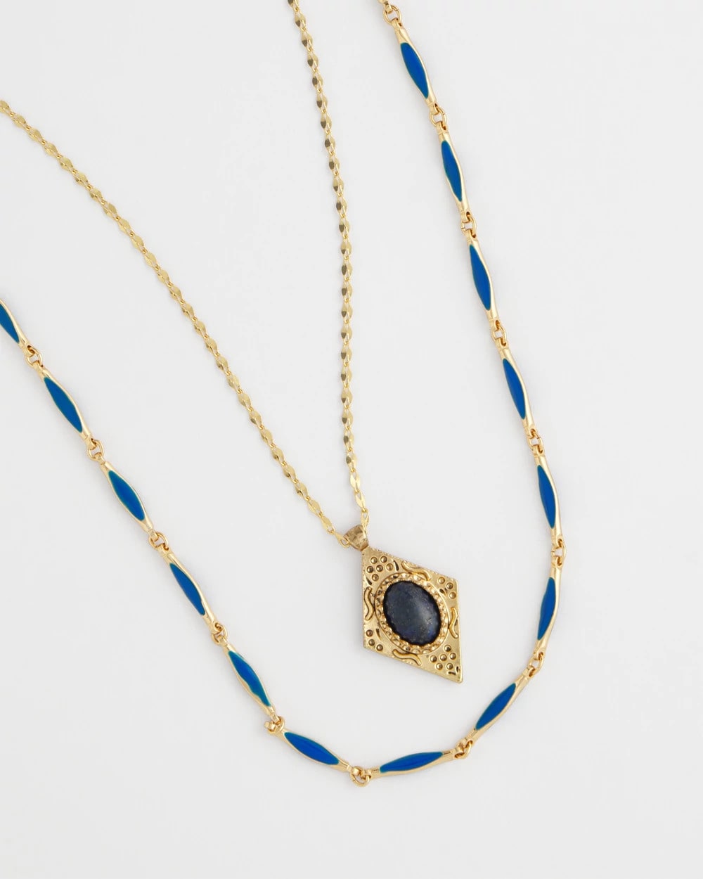 Blue Double-Strand Sodalite Pendant Necklace