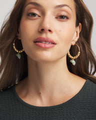 Gold No Droop® Gem Beaded Hoop Earrings