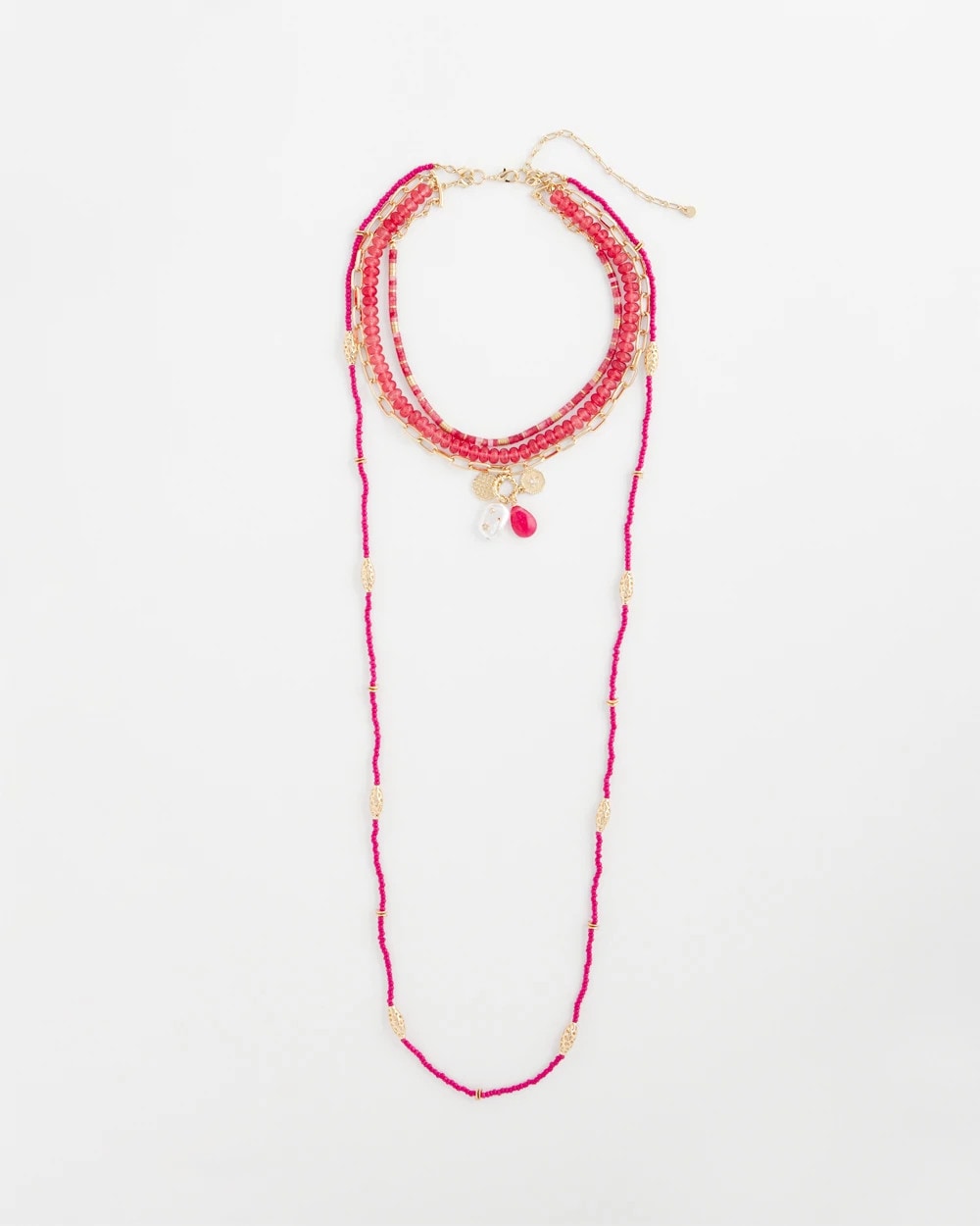Pink Convertible Beaded Pendant Necklace