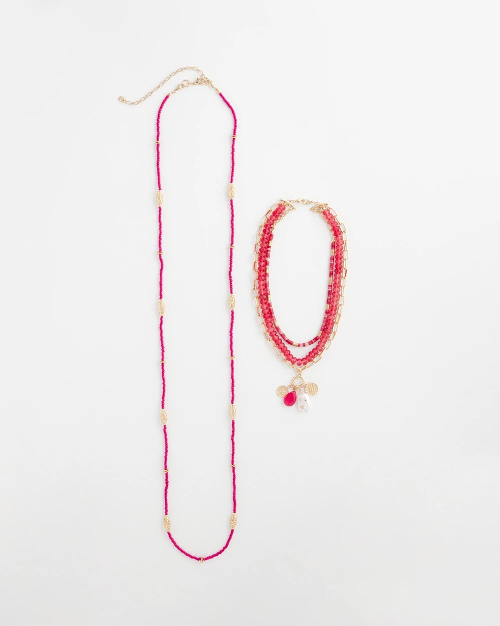 Pink Convertible Beaded Pendant Necklace