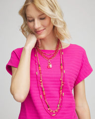Pink Convertible Beaded Pendant Necklace