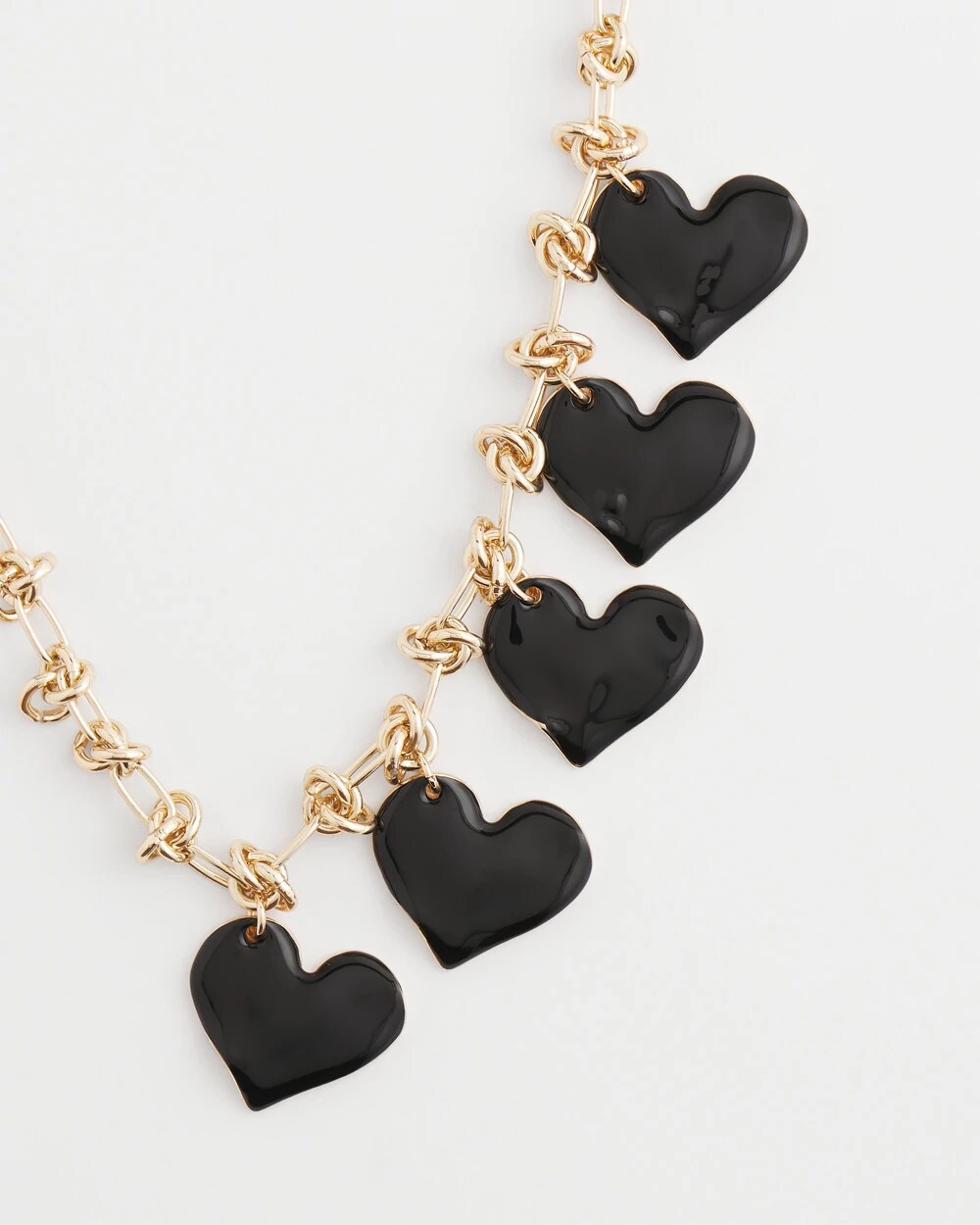 Black Black Heart Drop Off Necklace