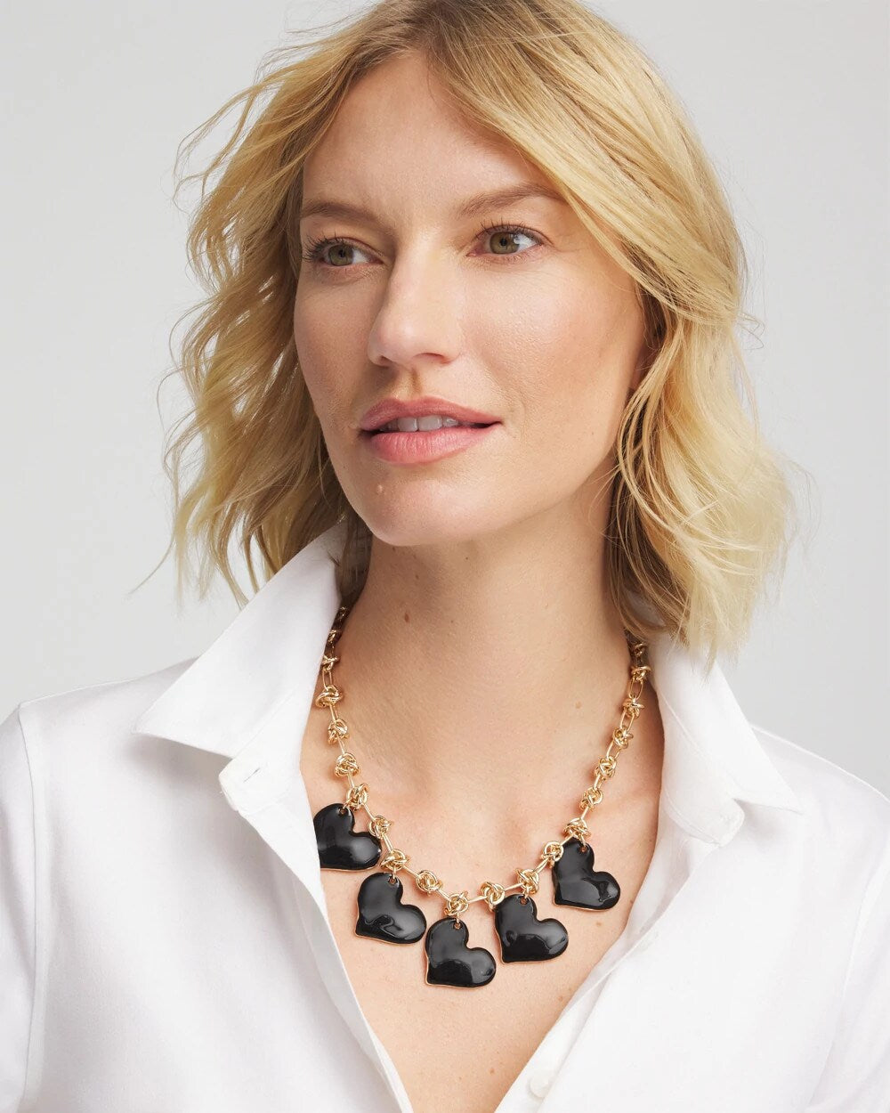 Black Black Heart Drop Off Necklace