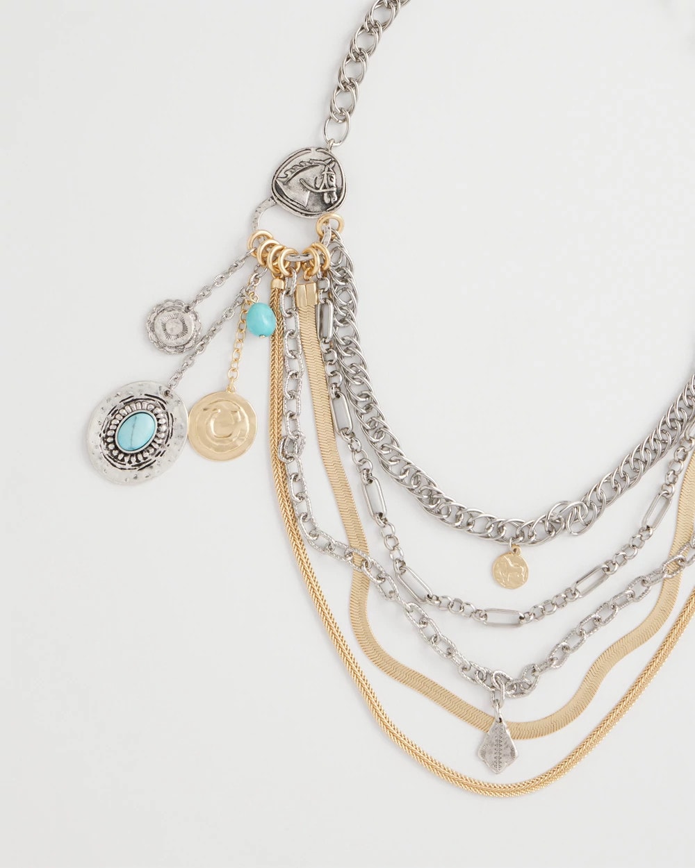 Mixed Metals Equestrian Mixed-Metal Multistrand Necklace
