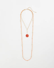 Orange Convertible Beaded Pendant Necklace