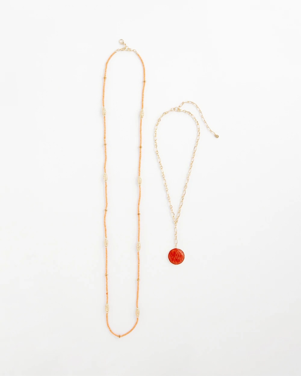 Orange Convertible Beaded Pendant Necklace