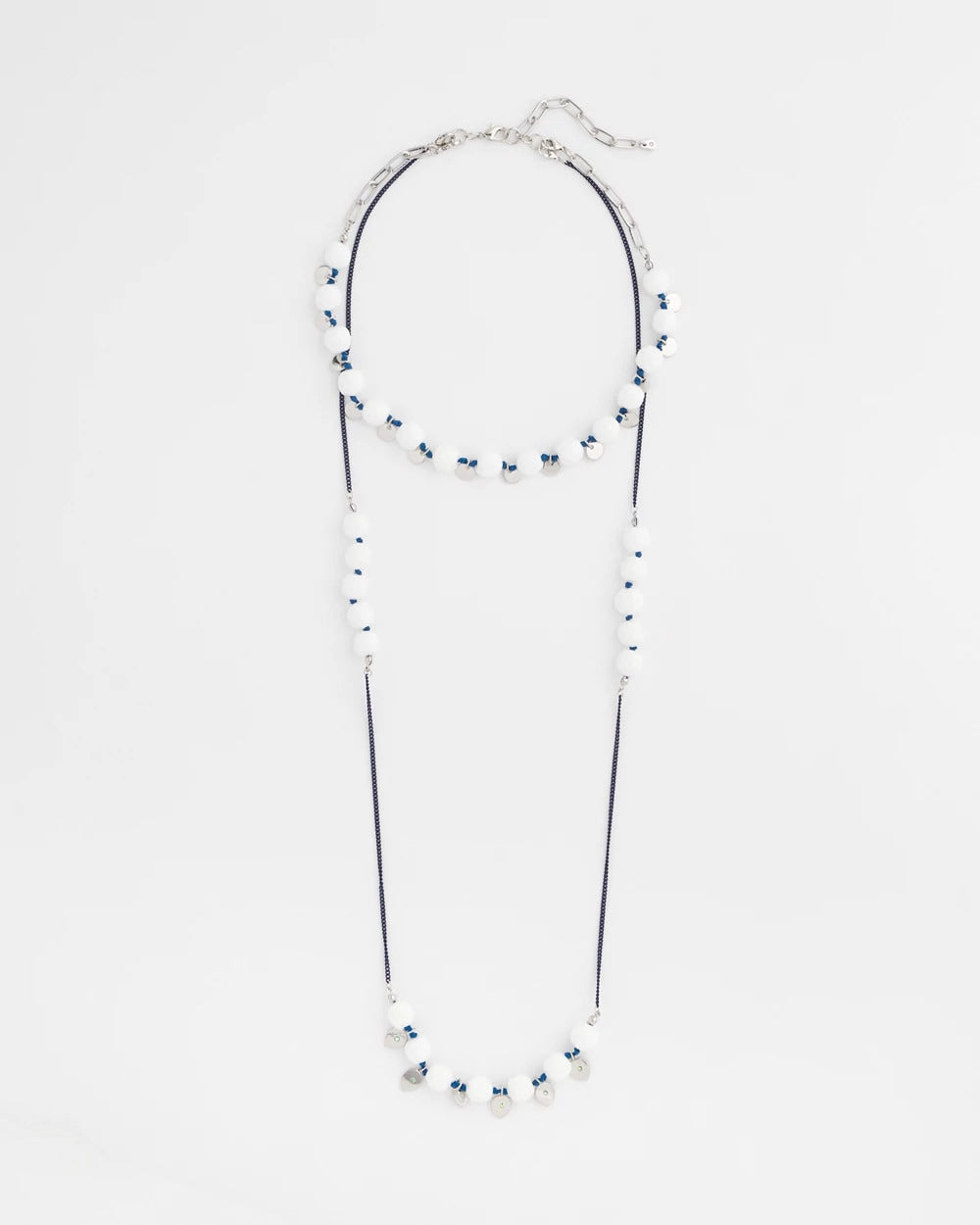 Blue And White Convertible White Stone Necklace