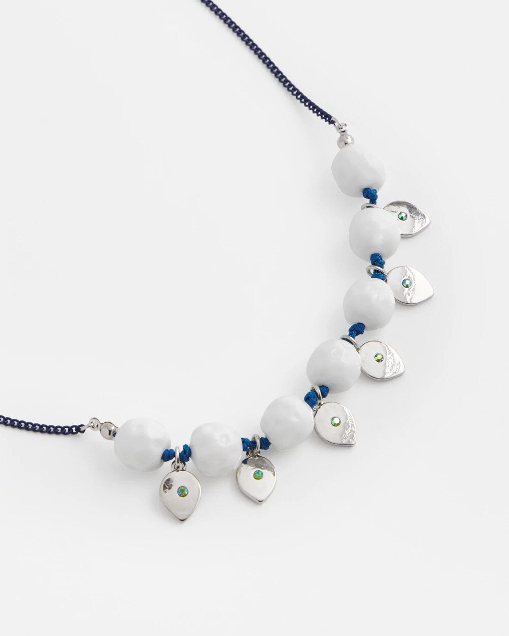 Blue And White Convertible White Stone Necklace