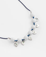 Blue And White Convertible White Stone Necklace