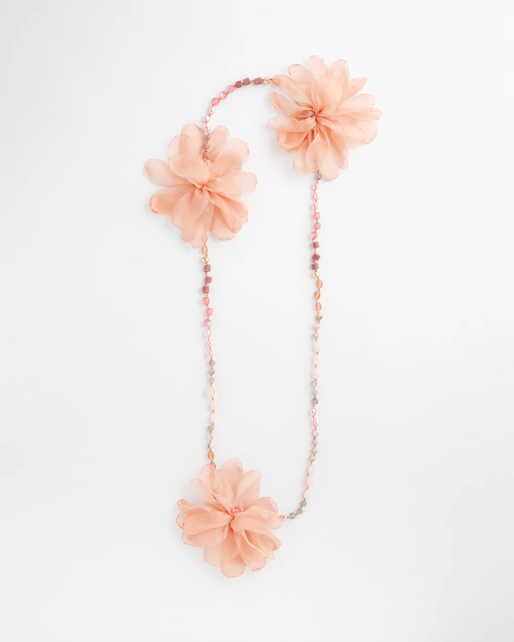 Pink Pink Floral Aventurine Long Single Necklace