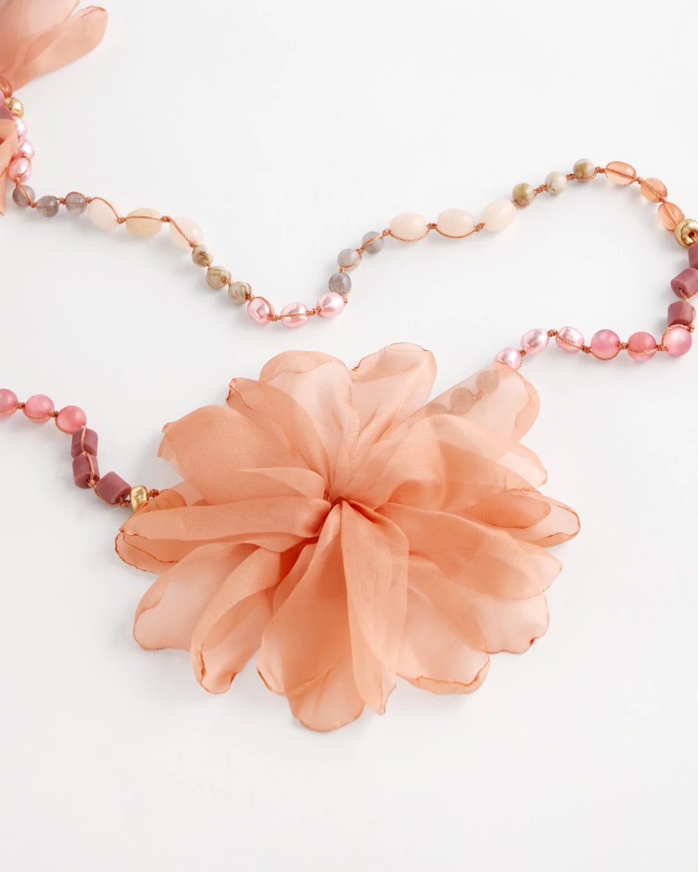 Pink Pink Floral Aventurine Long Single Necklace