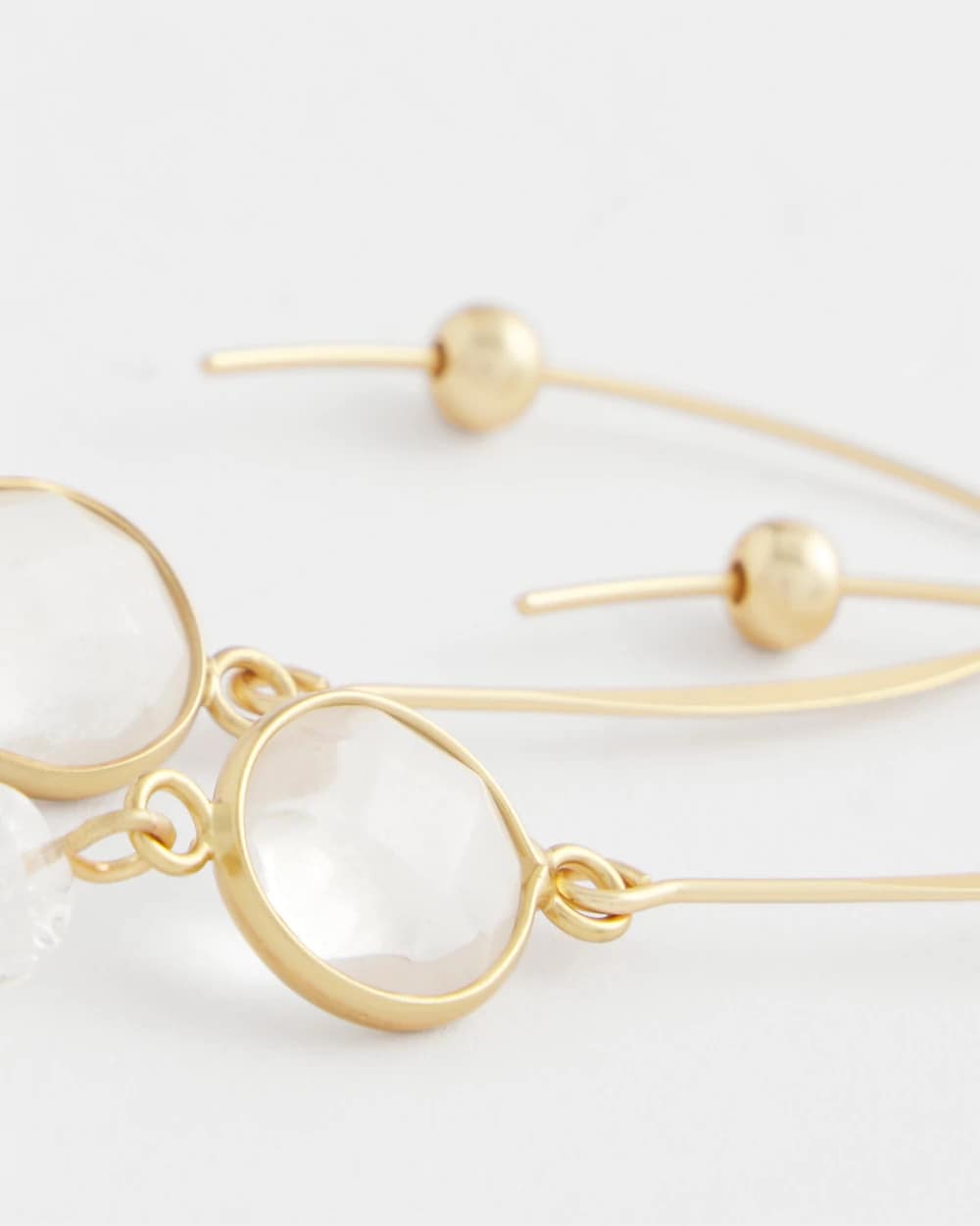 Gold No Droop® Quartz Crystal Threader Earrings