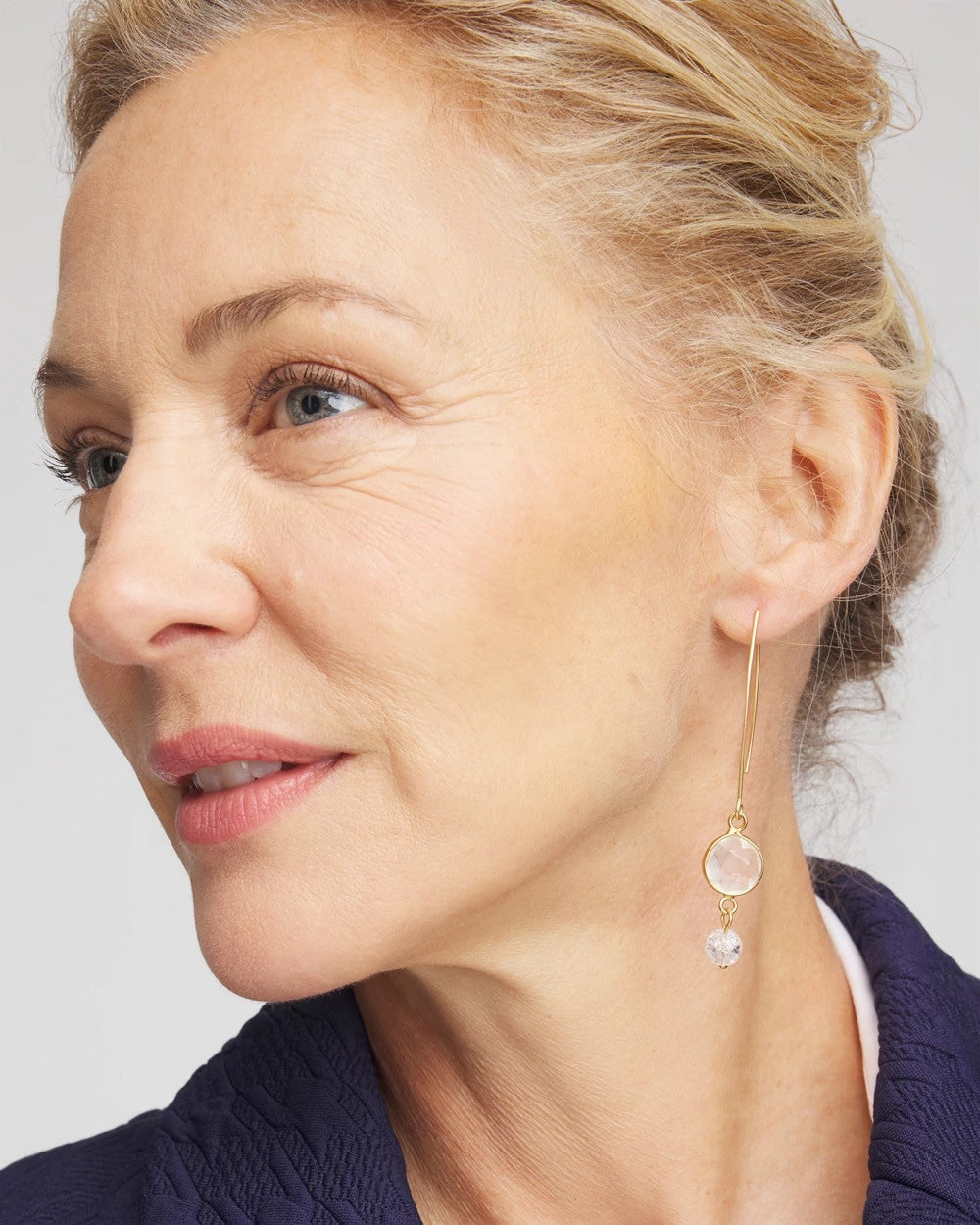 Gold No Droop® Quartz Crystal Threader Earrings