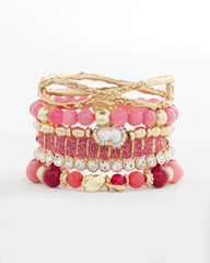 Pink Thread Wrapped Cuff Bracelet