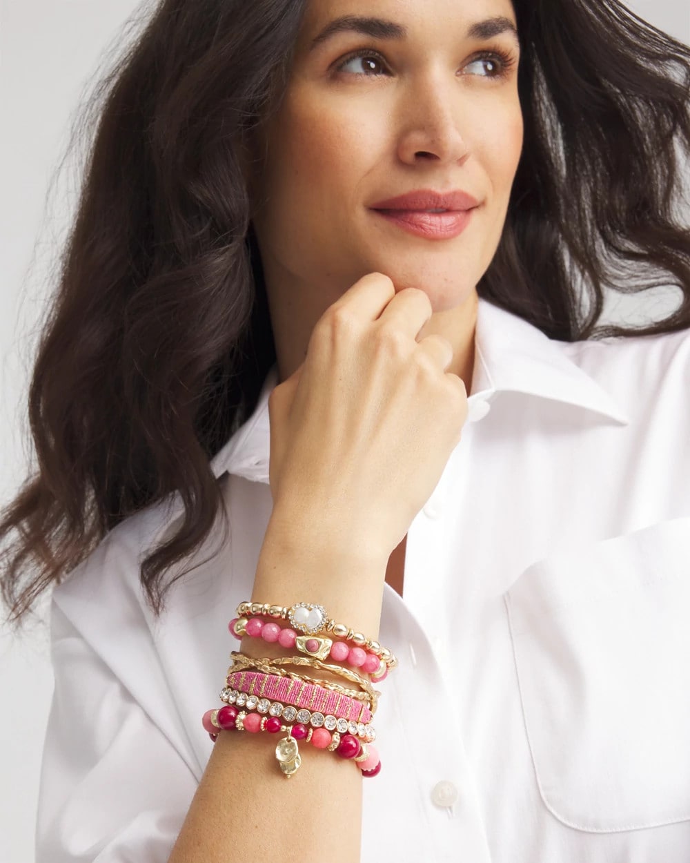 Pink Thread Wrapped Cuff Bracelet