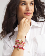 Pink Thread Wrapped Cuff Bracelet