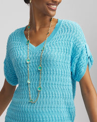 Blue Gold Tone Single-Strand Necklace