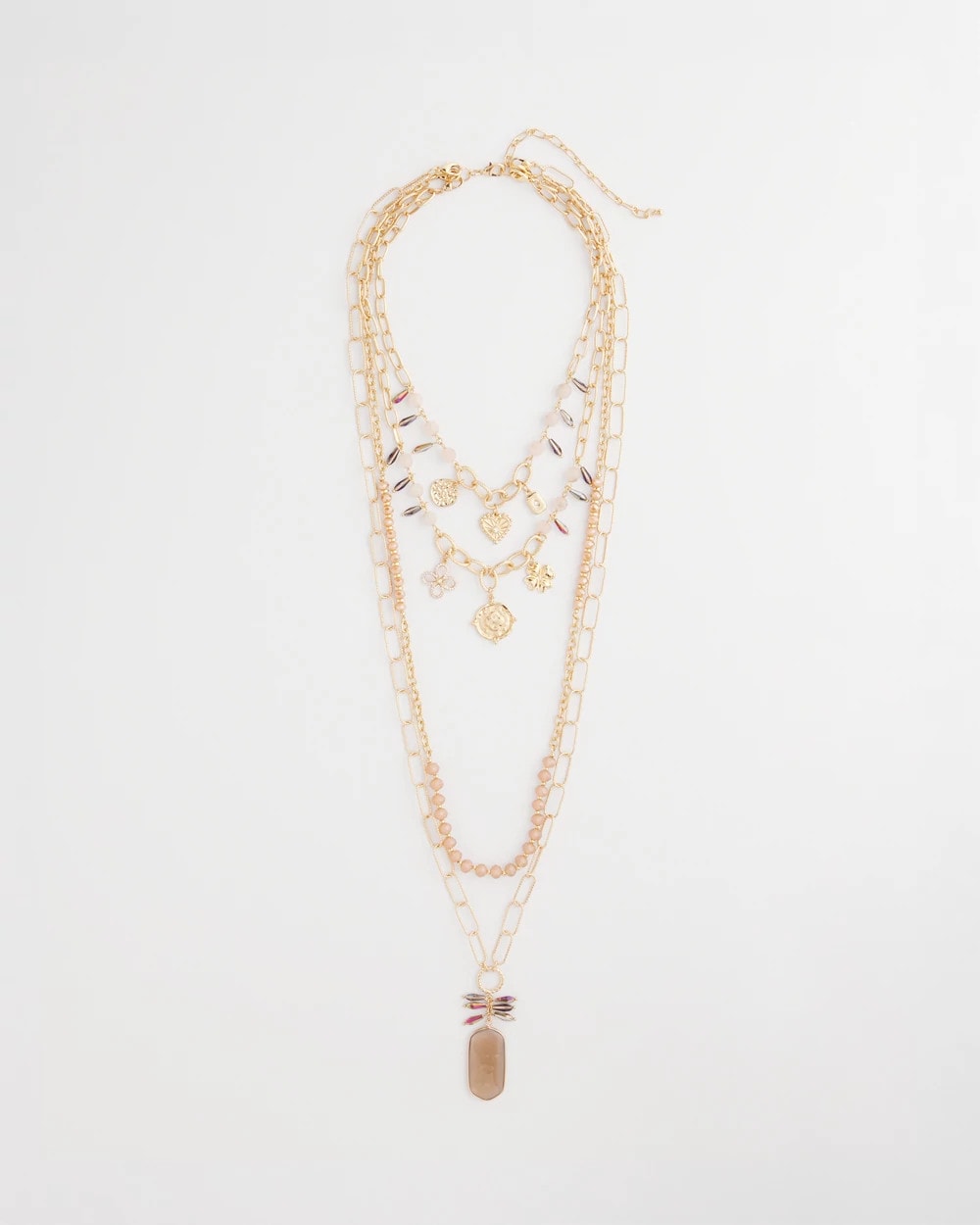 Pink Convertible Pink & Gold Beaded Necklace