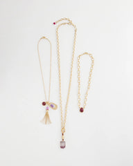 Purple Convertible Three-Strand Stone Pendant Necklace