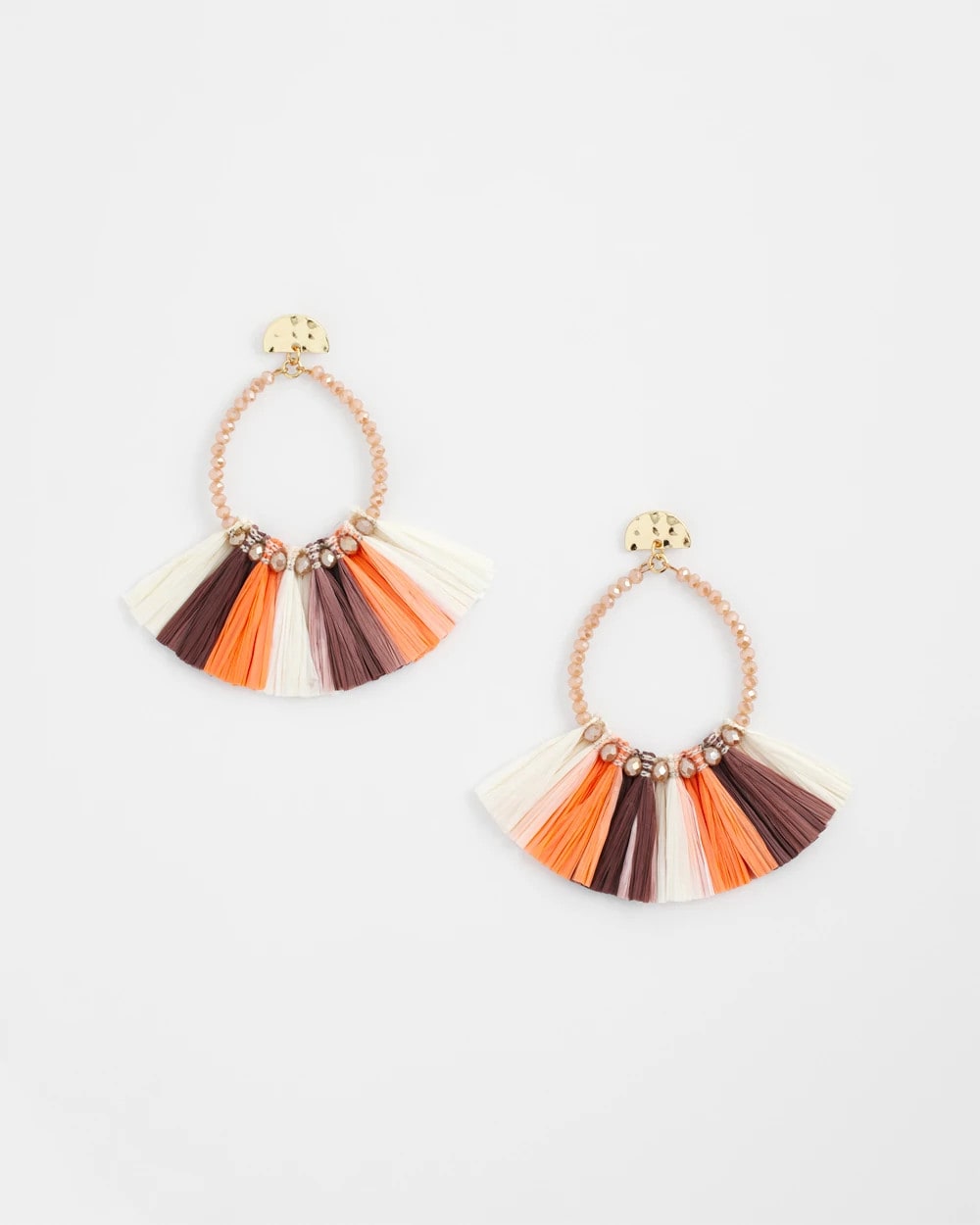 Sunset Peach No Droop® Raffia Seed Bead Earrings