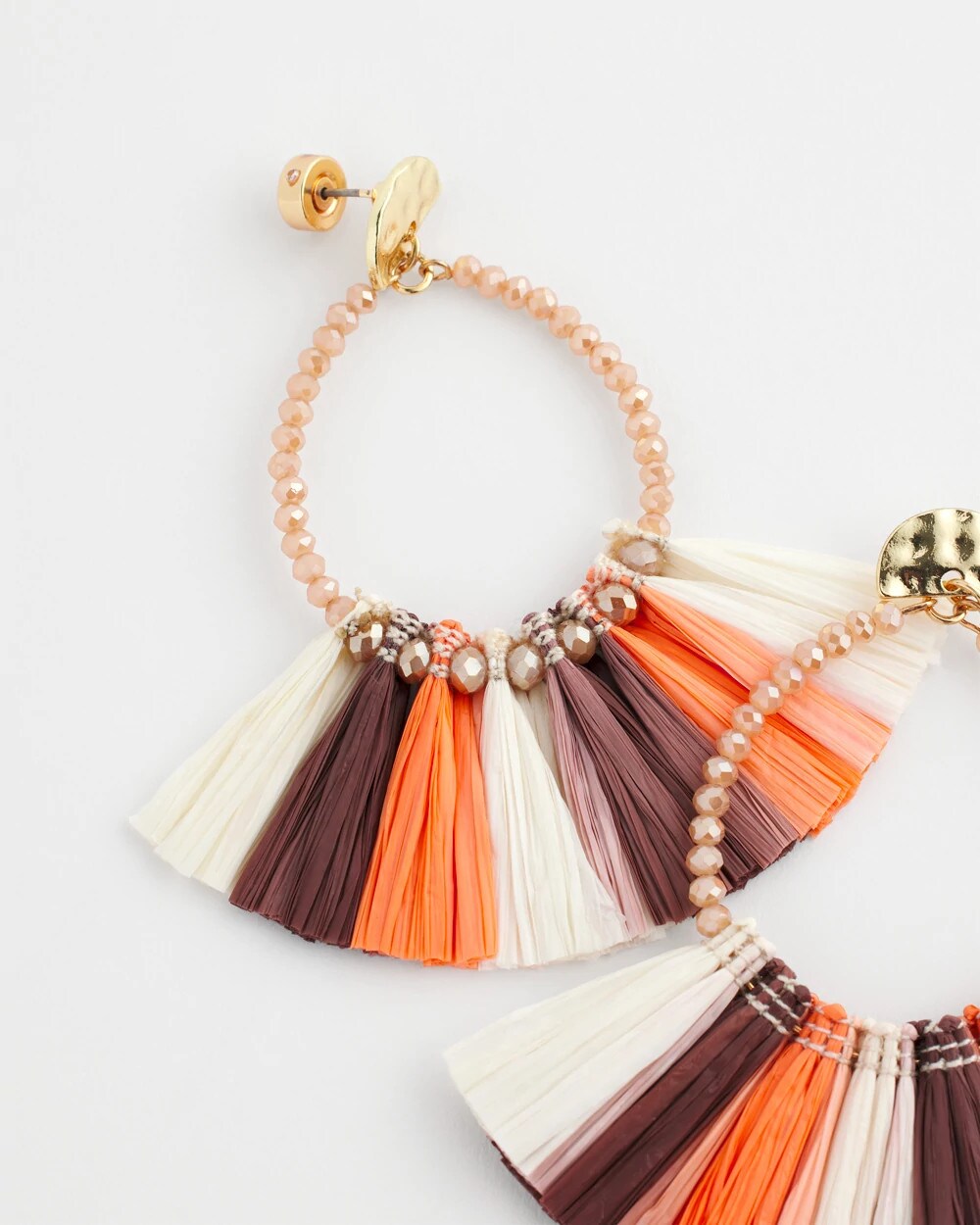 Sunset Peach No Droop® Raffia Seed Bead Earrings