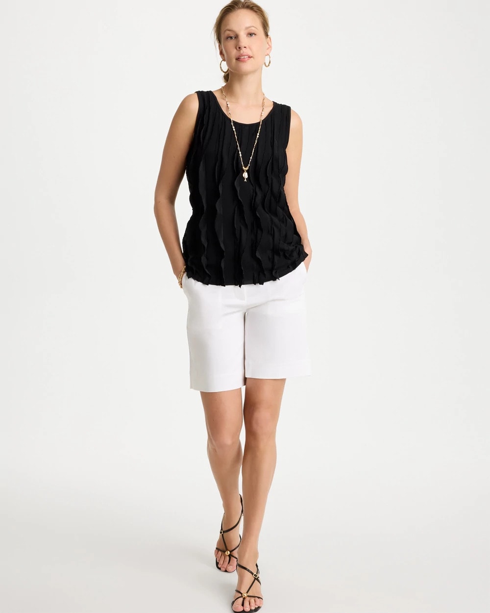 Black 3-D Ruffled Tank