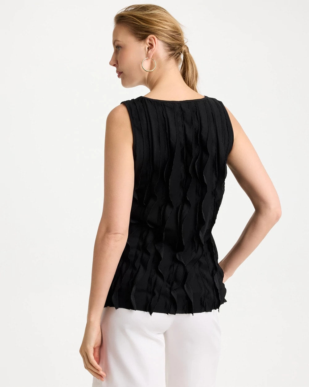 Black 3-D Ruffled Tank