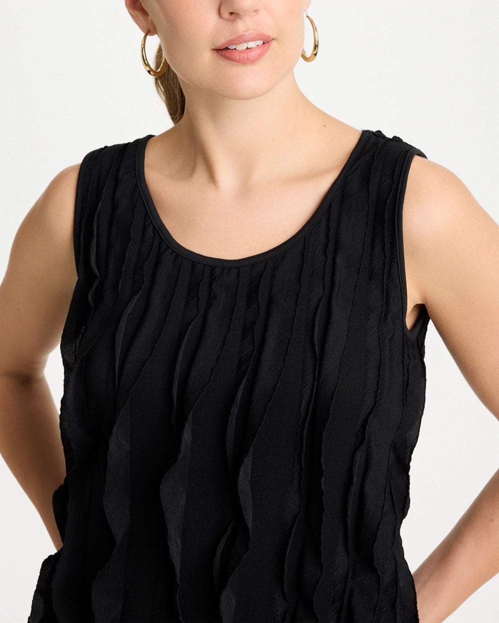 Black 3-D Ruffled Tank