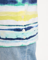 Sage Lime Striped Cotton Slub Elbow-Sleeve Tee